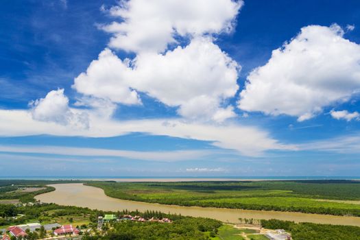 Image of Jugra River and Starits of Malacca as seen from Jugra Hill, Selangor, Malaysia.