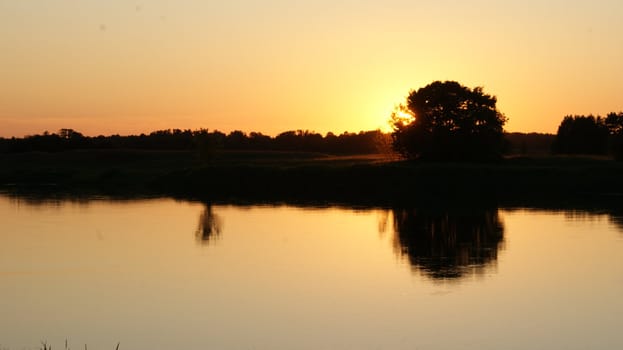 Spring sunset over the lake