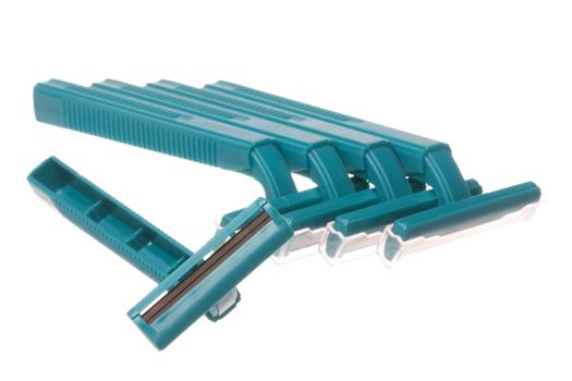 Isolated image of disposable razors.