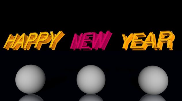 Happy new year in color and three balls