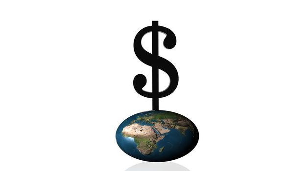 Strong black dollar squashing earth making it oval