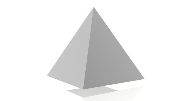 Grey pyramid with a little shadow under and white background