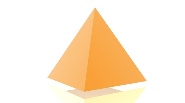 Orange pyramid with a little shadow under and white background