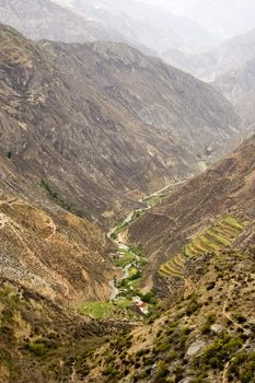 Tibet villages view from top mountain

