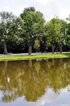 View of Vondelpark, in the city of Amsterdam.