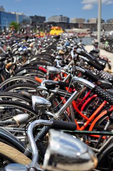 Bicycles, one of the most popular means of transportation in Amsterdam.