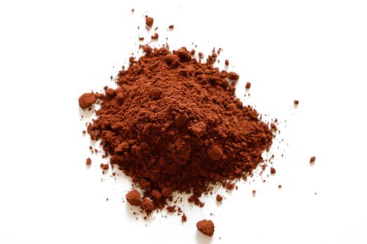 Cocoa powder isolated on white