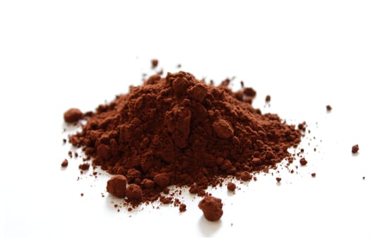 Cocoa powder isolated on white