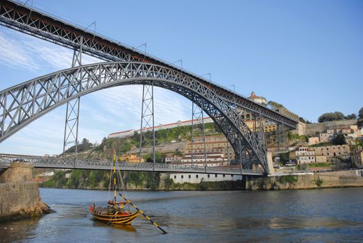 View of D. Luis Bridge in Porto, Portugal