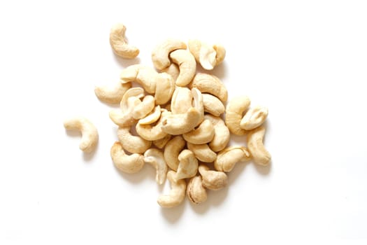 Cashew nuts isolated on a white background