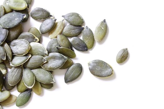 Pumpkin seeds on an isolated bg