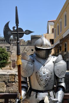 Travel Europe: Knight armor. Medieval fortress of Rhodes, Greece.