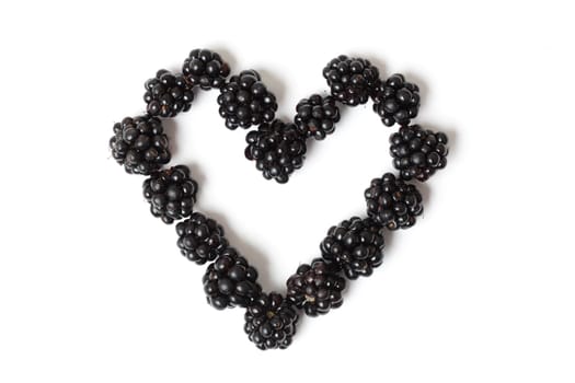 Blackberries in a beautiful heart shape