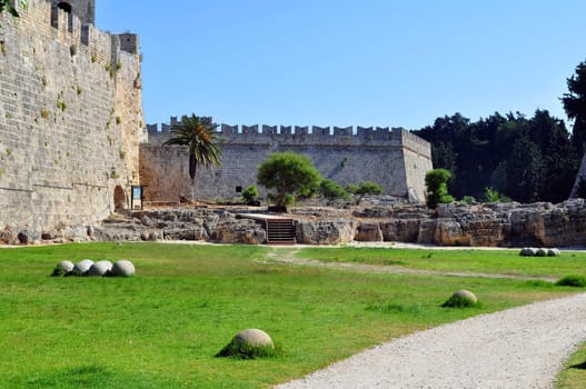 Travel photography: Old town: ancient Rhodes fortress, island of Rhodes, Greece