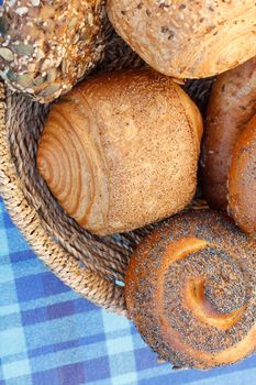 Bread rolls in a basket