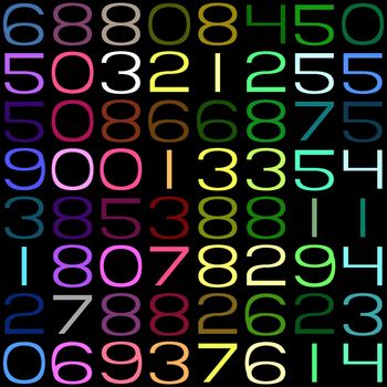 seamless texture of random numbers in bright colors