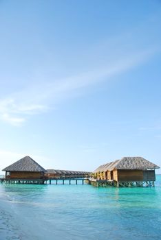 beautiful seascape with water villas in Maldivian Island