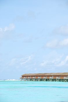 beautiful seascape with water villas in Maldivian Island