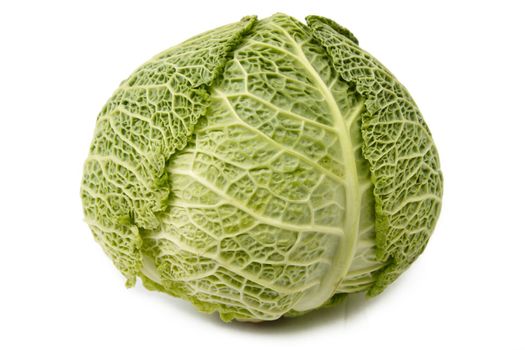 Head of savoy cabbage isolated on white background