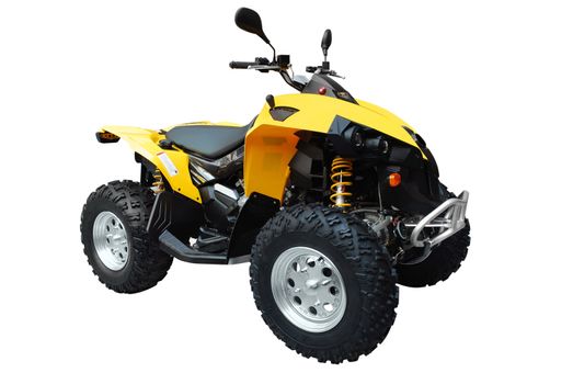 yellow 4x4 atv isolated on white