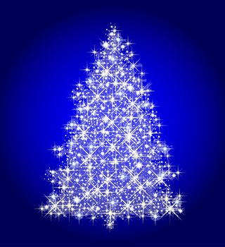 illustration of a christmas tree on blue