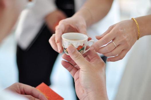 Chinese Wedding Tea Ceremony, soft focus.