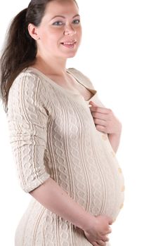 Shot of beautiful pregnant woman isolated on white