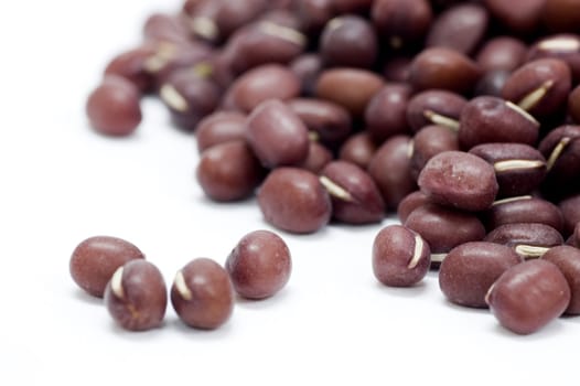 Organic Dried Adzuki Beans on white background