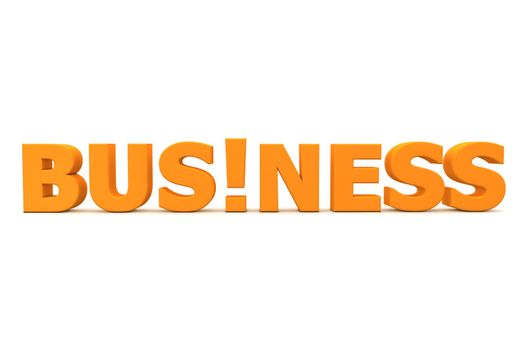 orange word business with an exclamation mark replacing the letter i - front view