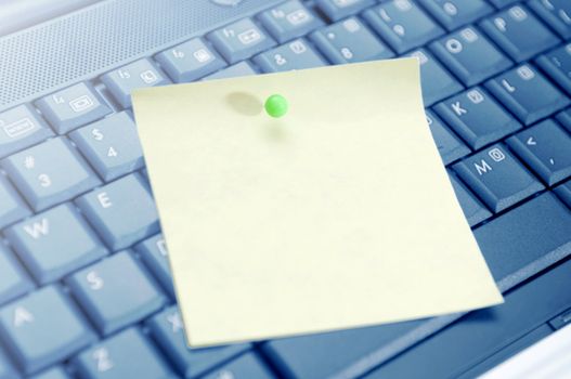Sticky memo notes on keyboard