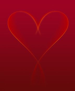 Deep red background with a glowing ribbon of light tracing out the shape of a heart