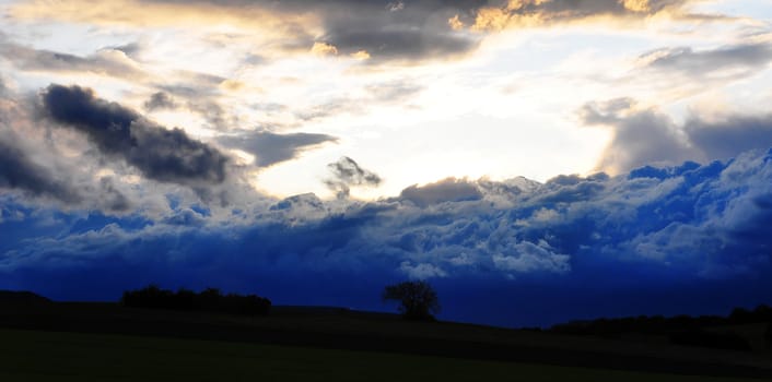 A severe thunderstorm over the heights of the Swabian Alb, Baden-Wuerttemberg, Germany