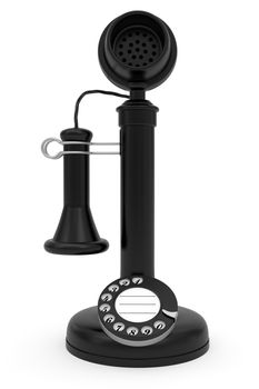Black retro-styled telephone on white background. High resolution 3D image