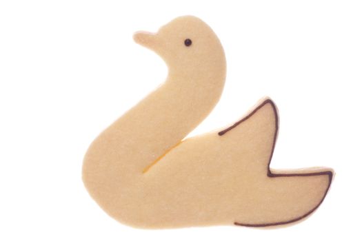Isolated image of a swan shaped biscuit.