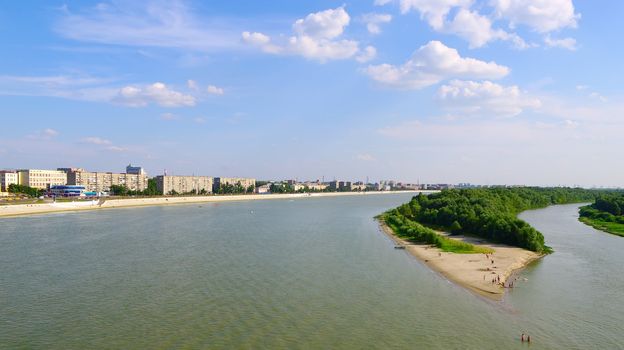 water and sky landscape.panorama.Omsk.Russia. 