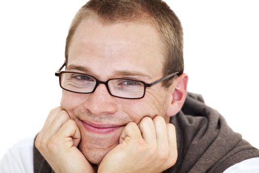 smiling young man with glasses