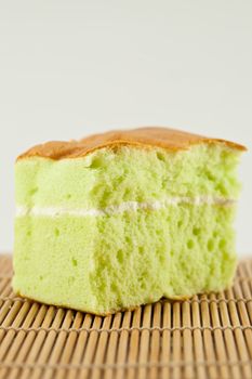 close up sponge cake isolated