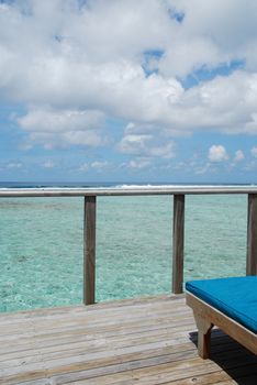 gorgeous clouscape and seascape at a Maldivian resort hotel balcony