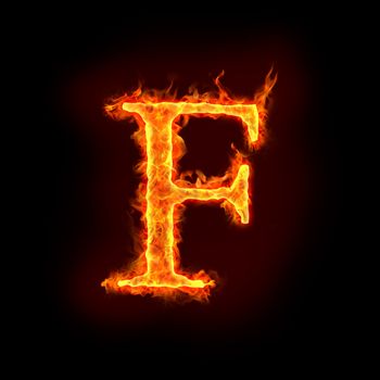 fire alphabets in flame, letter F