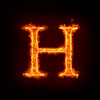 fire alphabets in flame, letter H
