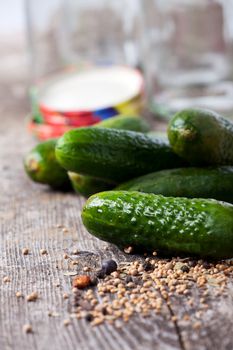 closeup of raw gherkins