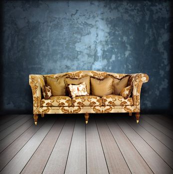 interior grunge room with classic sofa