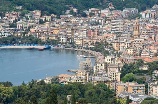 houses and promenade of Rapallo, famous small town in Liguria, near Genova, Italy