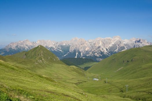 Summer view of italian dolomites in val di fassa, Trentino