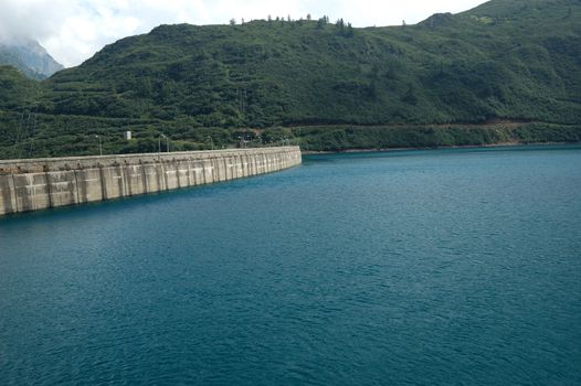 the hydroelectric Dam and lake of Morasco (Italy)