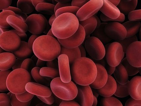 3d rendered close up of many red blood cells