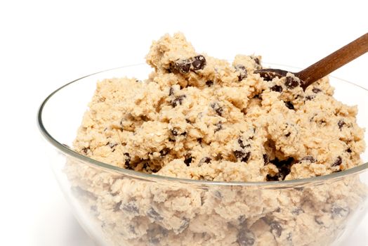 A bowl of raw chocolate chip cookie dough