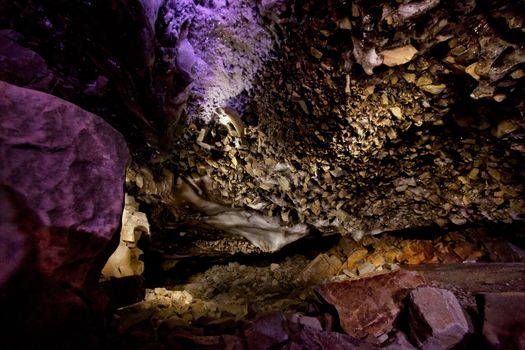 A dark and mysterious snow ice cave - A glacial grotto