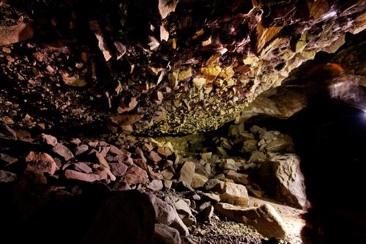 A dark and mysterious snow ice cave - A glacial grotto