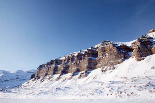 A panorama landscape on Spitsbergen Island, Svalbard, Norway